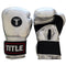Title Leather Sparring Gloves: Gloss Silver with Black Trim